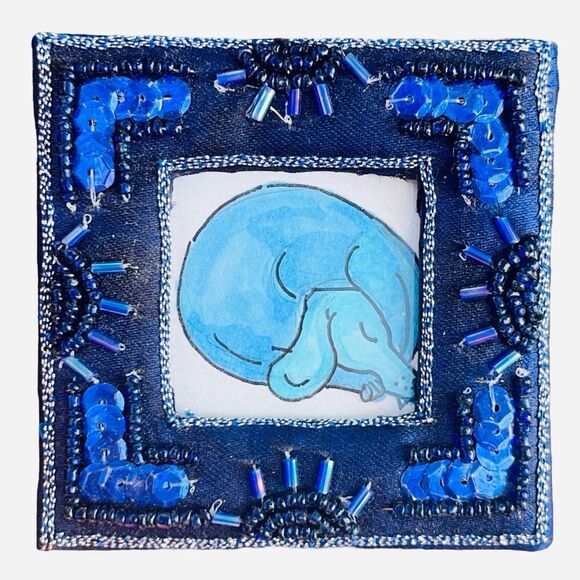 Handcrafted Original Dachshund Illustrations Set of 4 Framed Mini Miniature Art - Picture 5 of 6